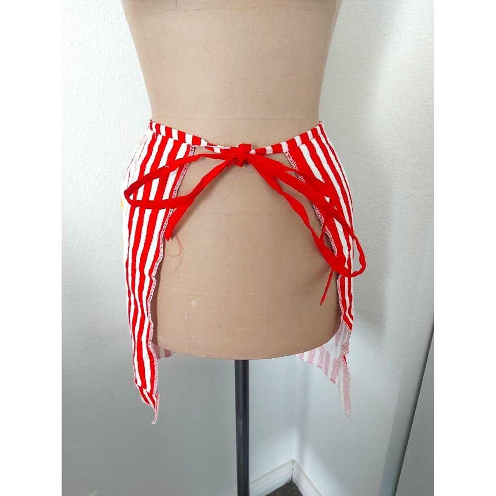Vintage Terry Cloth Red and White Cute Baking Scene Apron - Picture 3 of 3